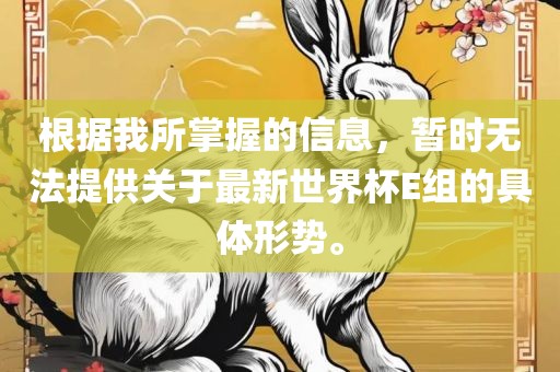 根据我所掌握的信广西贺州市华昌新材料有限公司息，暂时无法提供关于最新世界杯E组的具体形势。