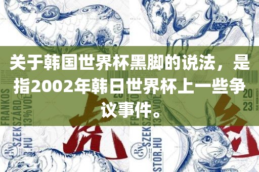 关于韩国世界杯黑脚的说法，是指2002年韩日世界杯上一些争议事件。