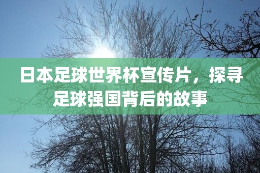 日本足球世界杯宣传片，探寻足球强国背后的故事