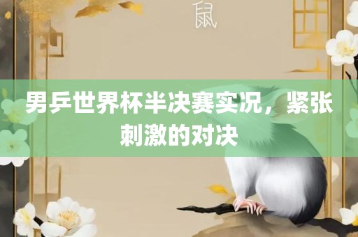 男乒世界杯半决赛实况，紧张刺激的对决