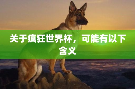 关于疯狂世界杯，可能有以下含义