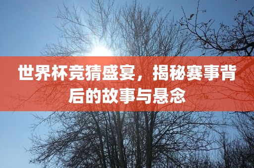 世界杯竞猜盛宴，揭秘赛事背后的故事与悬念
