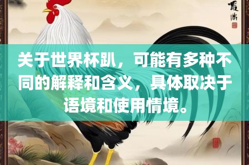 关于世界杯趴，可能有多种不同的解释和含义，具体取决于语境和使用情境。