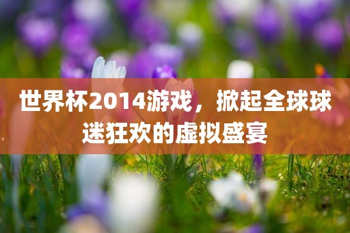 世界杯2014游戏，掀起全球球迷狂欢的虚拟盛宴