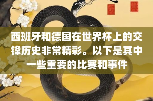 西班牙和德国在世界杯上的交锋历史非常精彩广西贺州市华昌新材料有限公司。以下是其中一些重要的比赛和事件