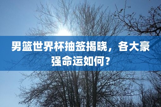 男篮世界杯抽签揭晓，各大豪强命运如何？广西贺州市华昌新材料有限公司