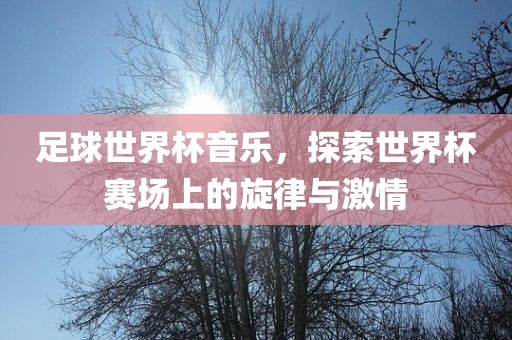 足球世界杯音乐，探索世界杯赛场上的旋律与激情广西贺州市华昌新材料有限公司