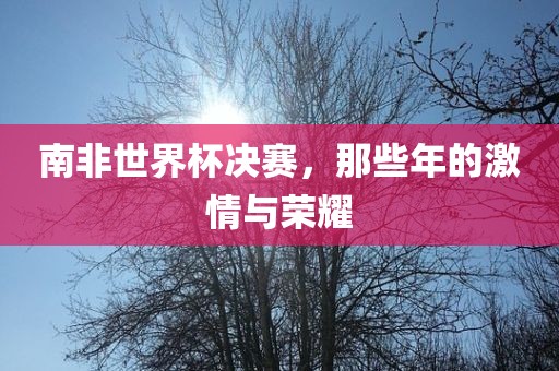 南非世界杯决赛，那些年的激情与荣耀广西贺州市华昌新材料有限公司