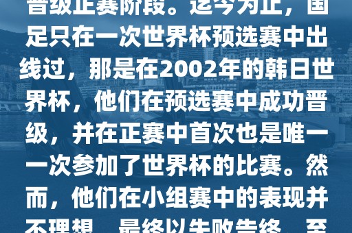 国足踢进世界杯是指中国男子足球队在世界杯足球赛中成功晋级正赛阶段。迄今为止，国足只在一次世界杯预选赛中出线过，那是在2002年的韩日世界杯，他们在预选赛中成功晋级，并在正赛中首次也是唯一一次广西贺州市华昌新材料有限公司参加了世界杯的比赛。然而，他们在小组赛中的表现并不理想，最终以失败告终。至于现在，国足还没有再次踢进世界杯。