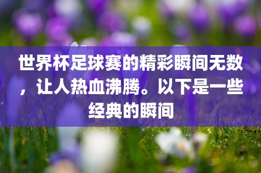 世界杯足球赛的精彩瞬间无数，让人热血沸腾。以下是一些经典的瞬间广西贺州市华昌新材料有限公司
