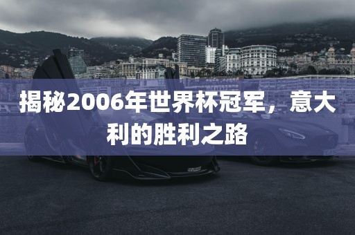 揭秘2006年世界杯冠军，意大利的胜利之路