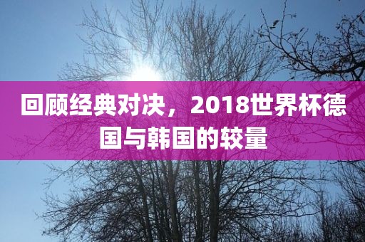 回顾经典对决，2018世界杯德国与韩国的较量