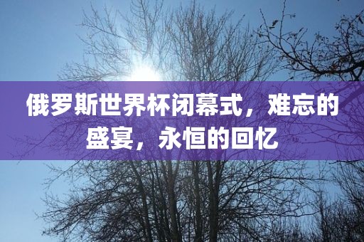 俄罗斯世界杯闭幕式，难忘的盛宴，永恒的回忆广西贺州市华昌新材料有限公司