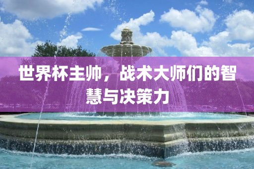 世界杯主帅，战术大师们的智慧与决策力