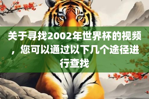 关于寻找2002年世界杯的视频，您可以通过以下几个途径进行查找