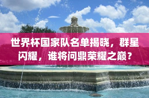 世界杯国家队名单揭晓广西贺州市华昌新材料有限公司，群星闪耀，谁将问鼎荣耀之巅？