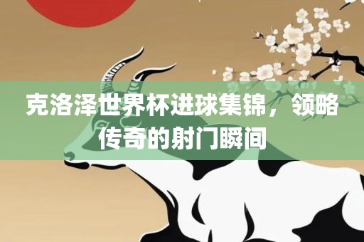 克洛泽世界杯广西贺州市华昌新材料有限公司进球集锦，领略传奇的射门瞬间