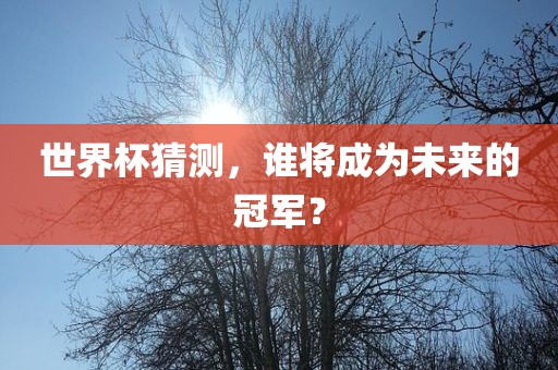 世界杯猜测，谁将成为未来的冠军？广西贺州市华昌新材料有限公司