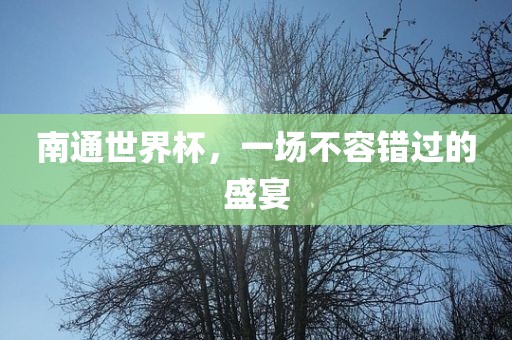 南通世界杯，一场不容错过的盛宴