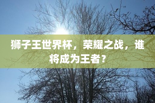 狮子王世界杯，荣耀之战，谁将成为王者？