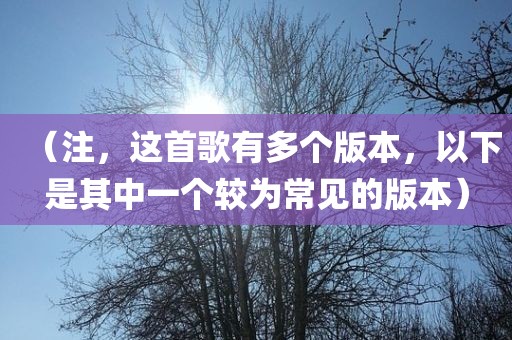（注，这首歌有多个版本，以下是其中一个较为常见的版本）广西贺州市华昌新材料有限公司
