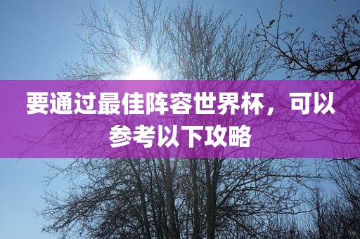 要通过最佳阵容世界杯，可以参考以下攻略广西贺州市华昌新材料有限公司