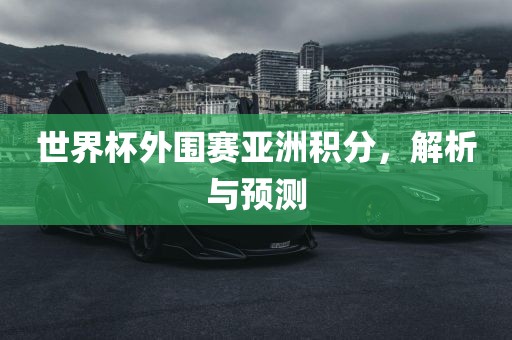世界杯外围赛亚洲积分，解析与预测