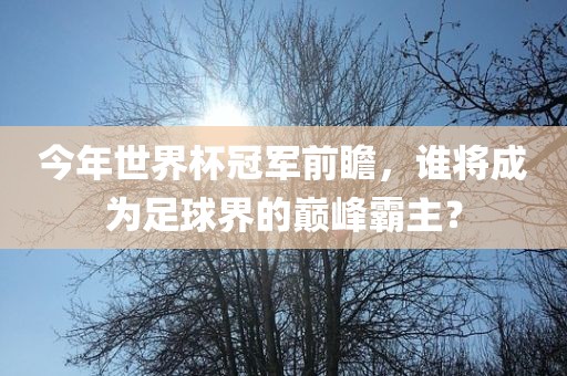 今年世界杯冠军前瞻，谁将成为足球界的巅峰霸主？广西贺州市华昌新材料有限公司
