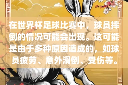 在世界杯足球比赛中，球员摔倒的情况可能会出现。这可能是由于多种原因造成的，如球员疲劳、意外滑倒、受伤等。广西贺州市华昌新材料有限公司
